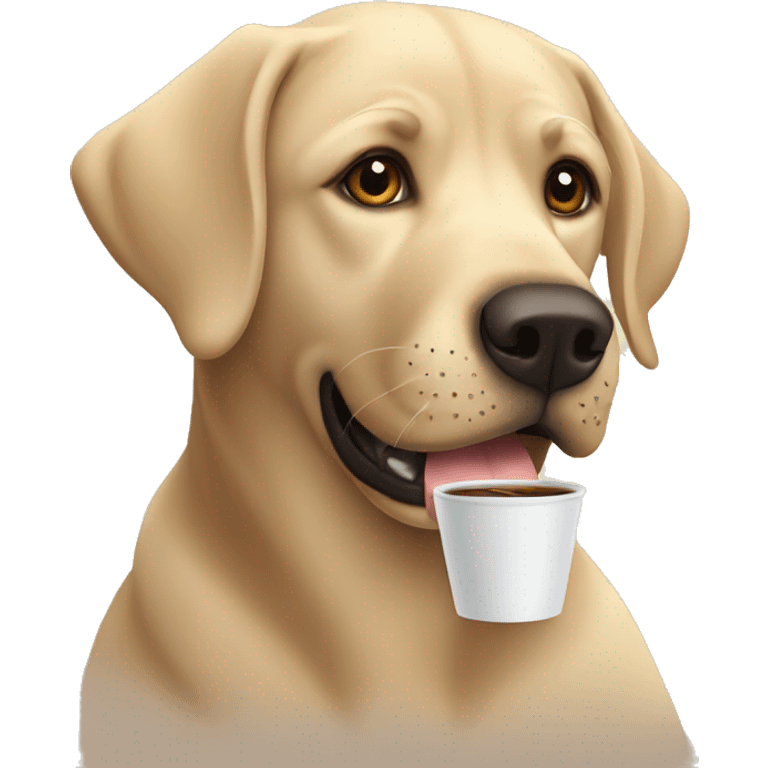 Labrador drinking coffee emoji