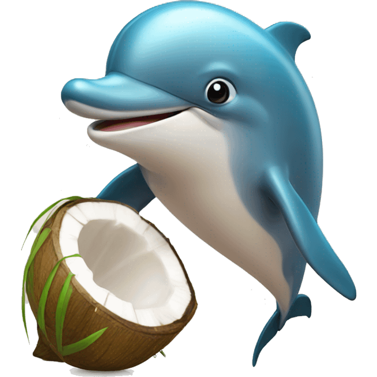 dolphin with coconut emoji