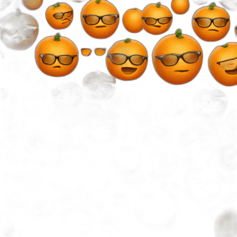 Orange with a face and glasses emoji