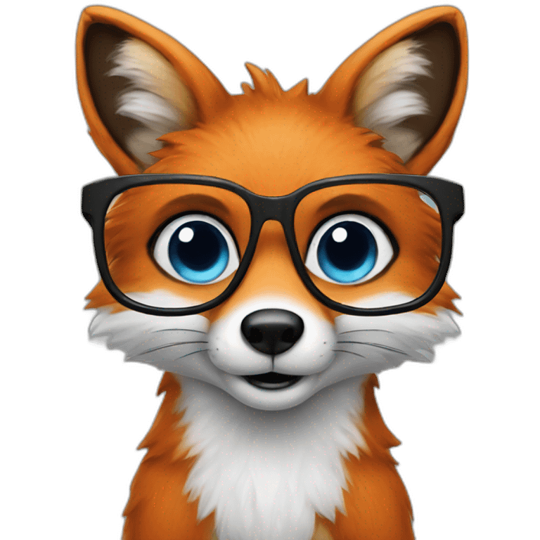 Fox with blue eyes in glasses and bug emoji