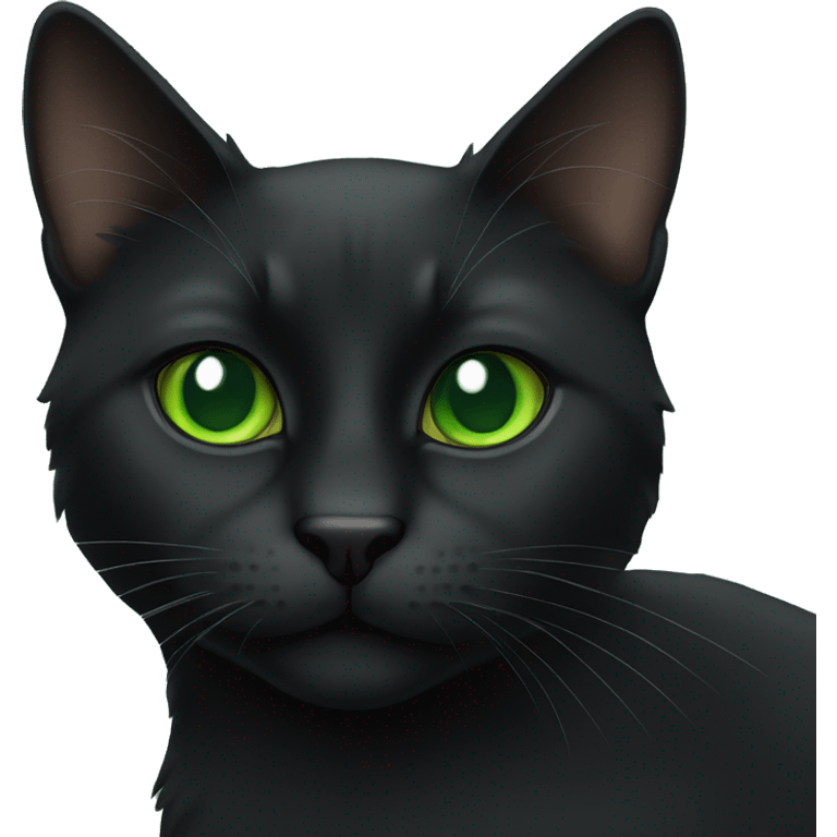 Green eyed black cat emoji