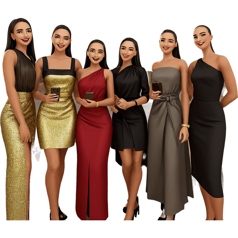 smiling girls in elegant attire emoji