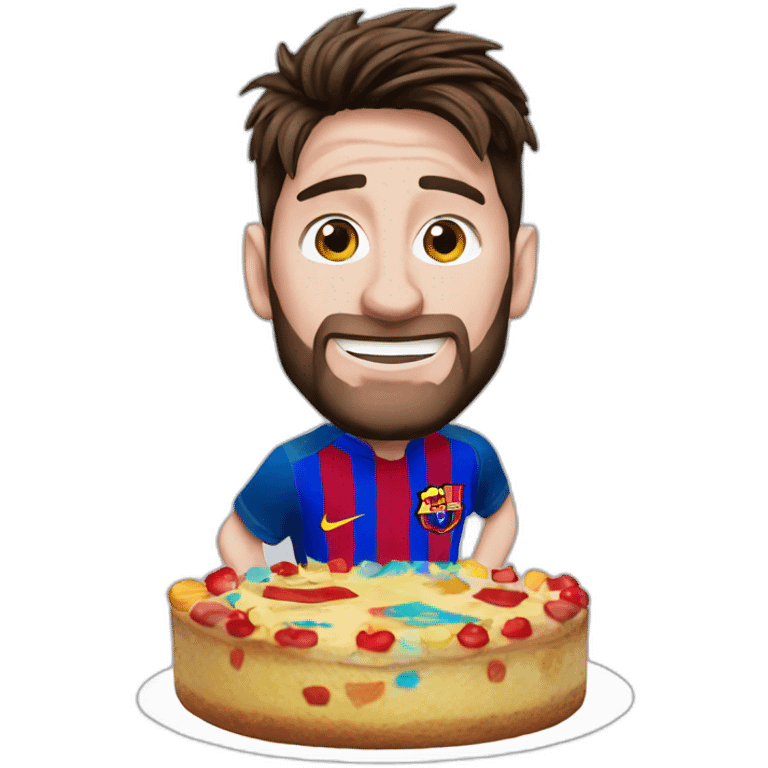 Messi con pastel de cumpleaños emoji