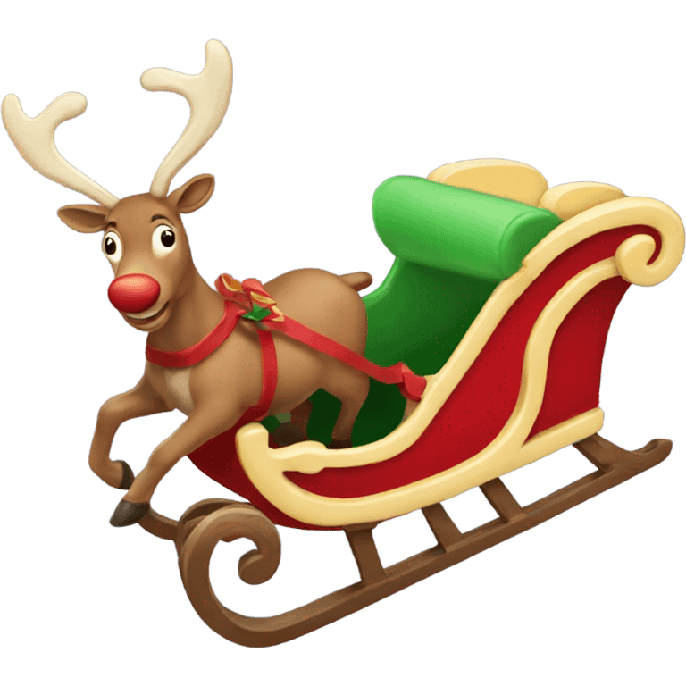 Santa sleigh flying with reindeer  emoji