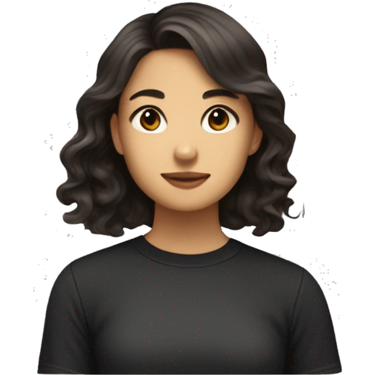 Girl with wavy brunette hair clear classes Asian with black shirt  emoji