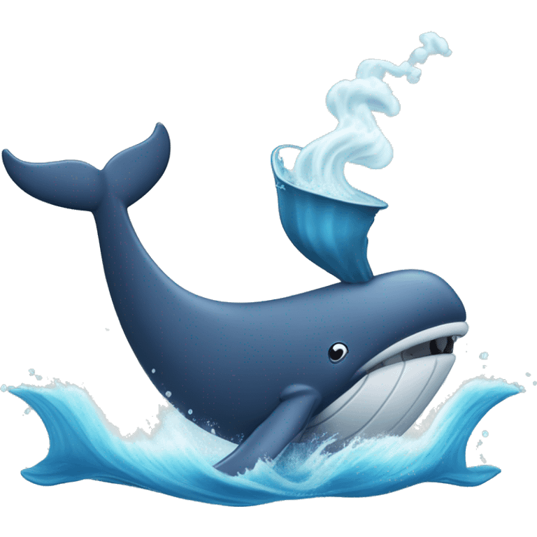 Whale breaching water with a siren above to symbolize “whale alert” emoji