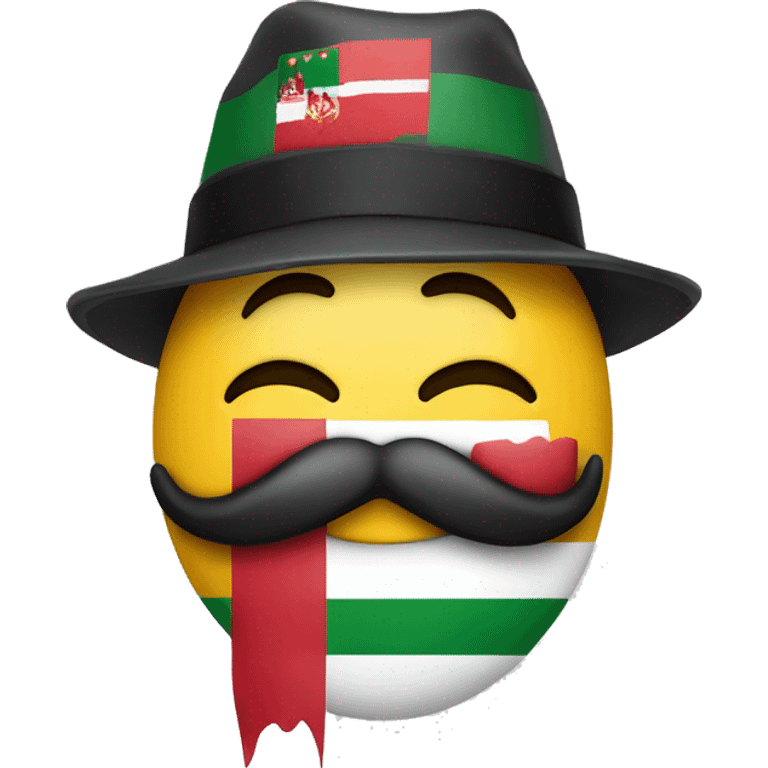  emoji biting lips with hat with hungarian flag on the hat emoji