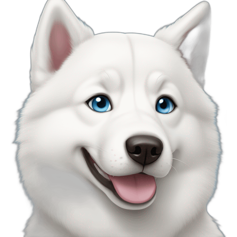 Young White Siberian husky smile  blue eyes emoji