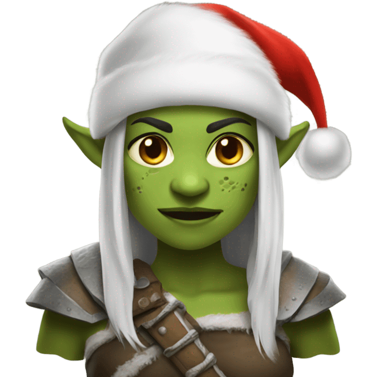 orc female warrior with santa hat emoji