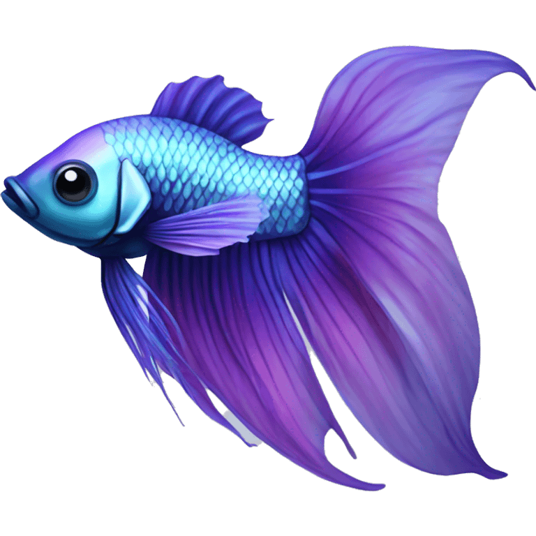 iridescent long fin betta fish blue and purple facing left  emoji