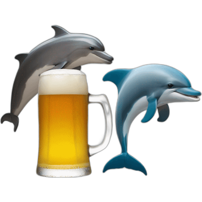 horse and dolphin drink a beer emoji