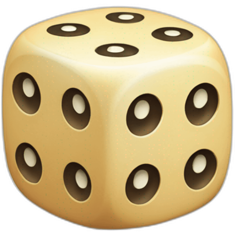 Dice with 3 dots on top, 4 dots on left, 5 dots on right emoji