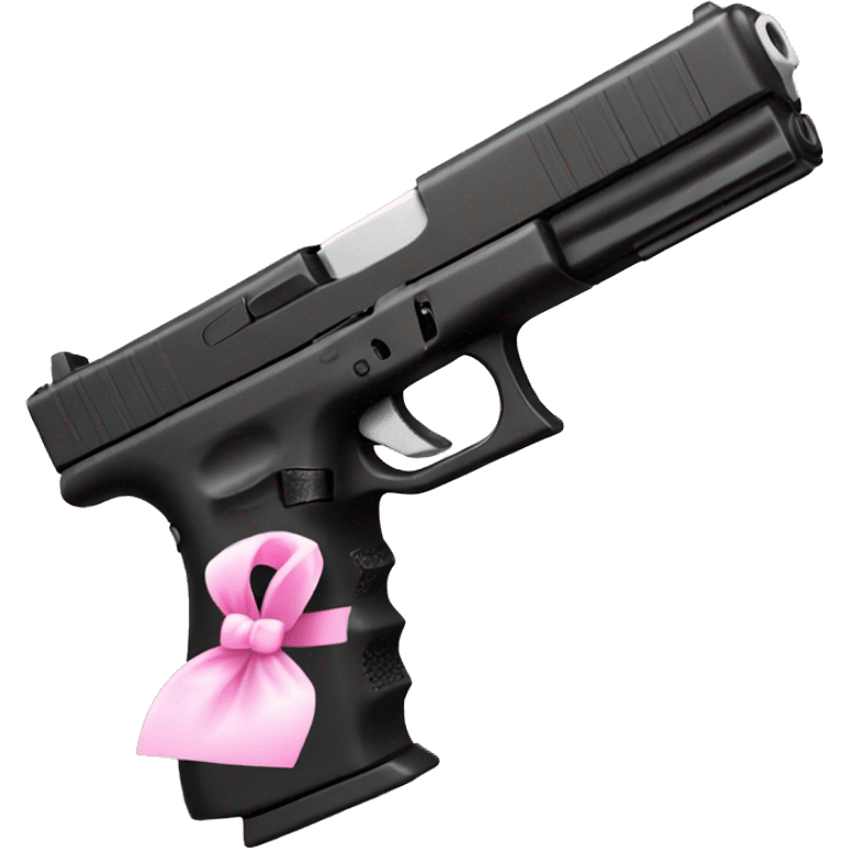 black glock with pink bow on it  emoji