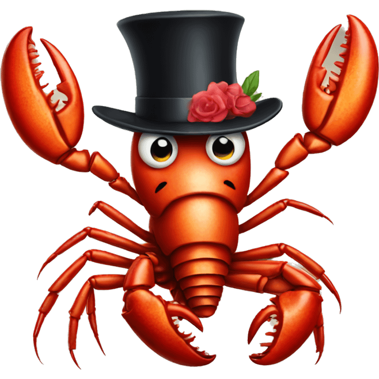 Lobster wearing top hat with gun emoji