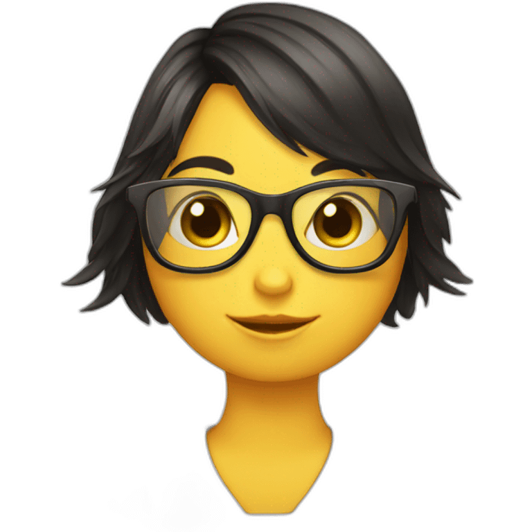 cute female duck wearing glasses with dark hair emoji