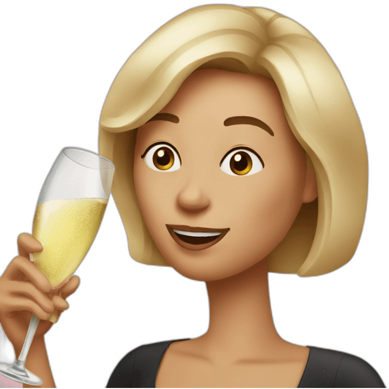 Funny woman drinks champagne emoji