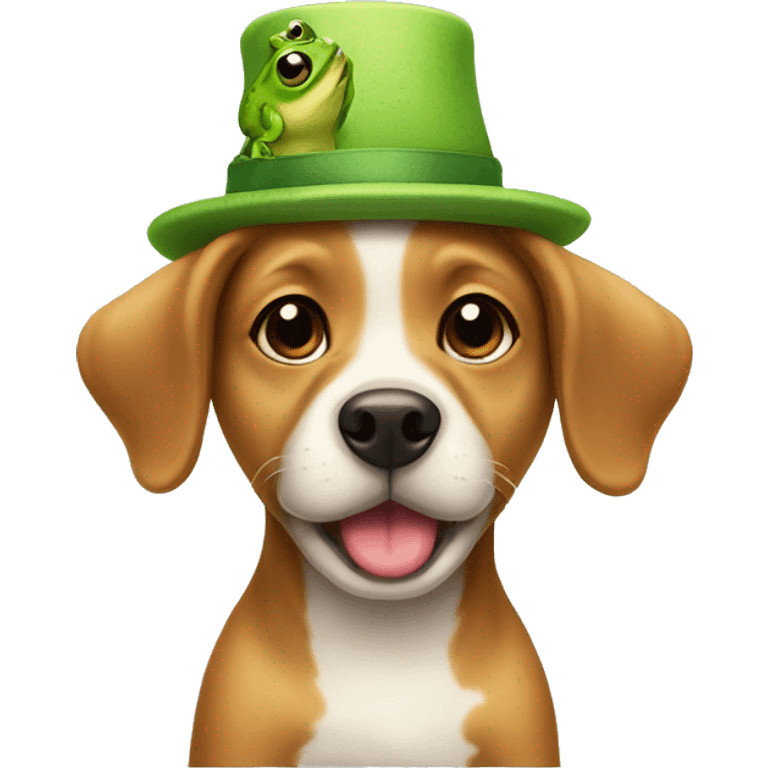 Cute dog waring a cute frog hat emoji