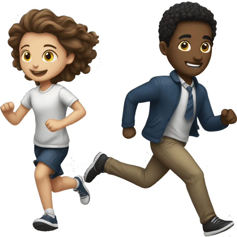 A white student and a white classmate running at school emoji