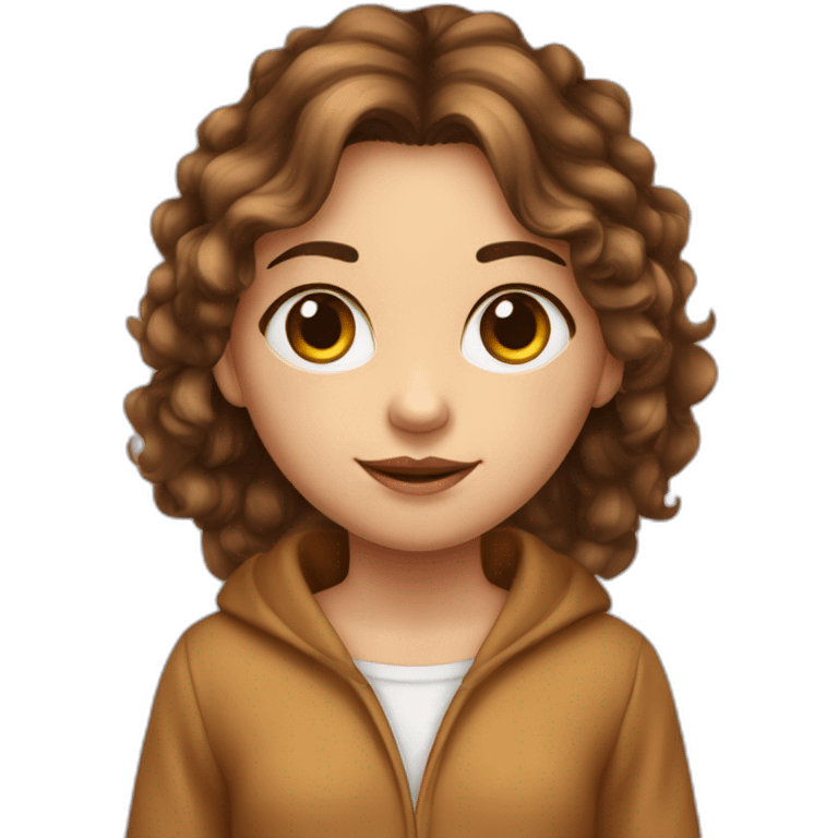 fille en pyjama, peau marron yeux noisette cheveux noir emoji