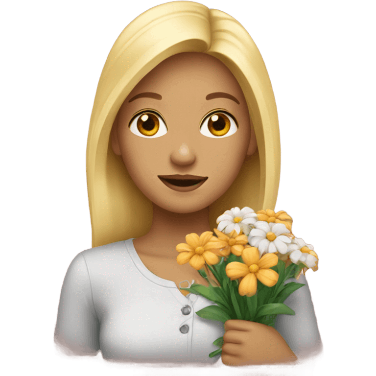 Blonde girl with flowers emoji