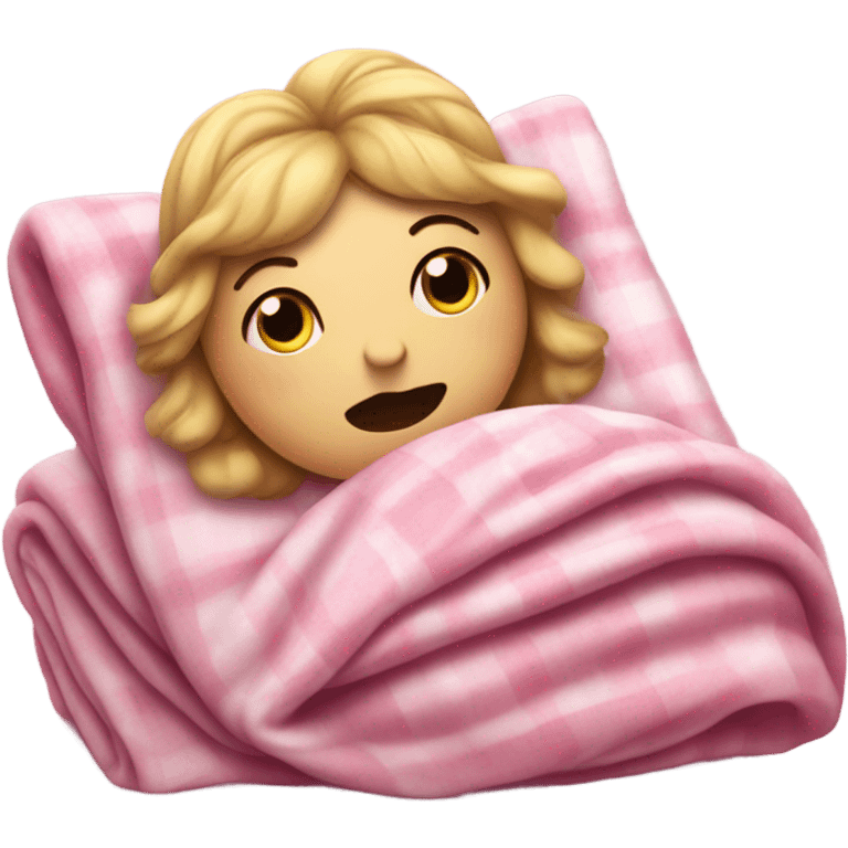 Glinda in her pink dress is sick under a blanket emoji