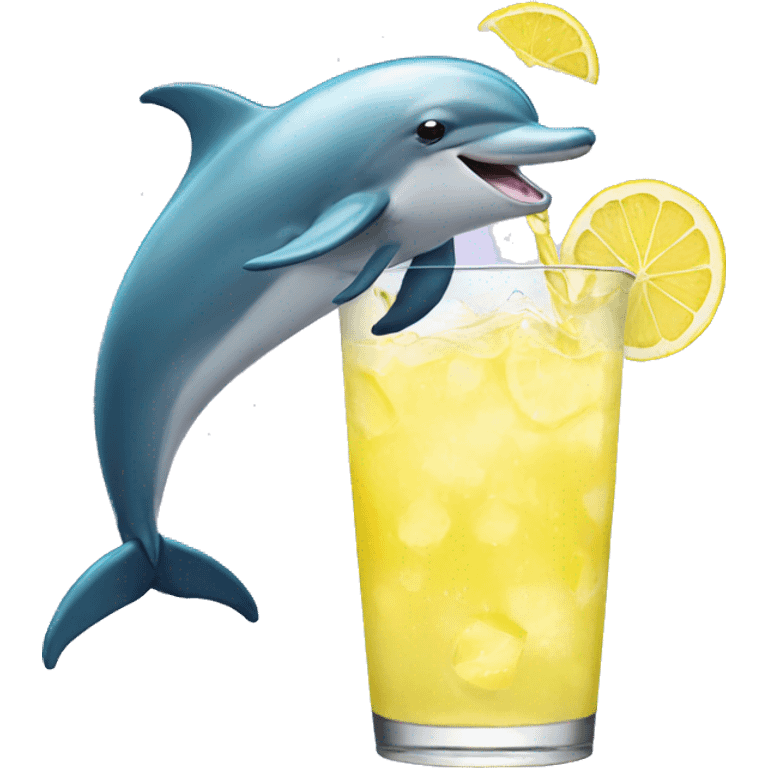 Dolphin drinking lemonade  emoji