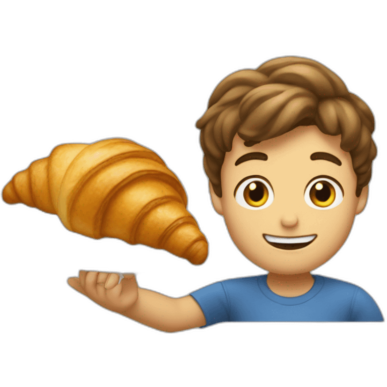 Un garçon qui mange un croissant emoji