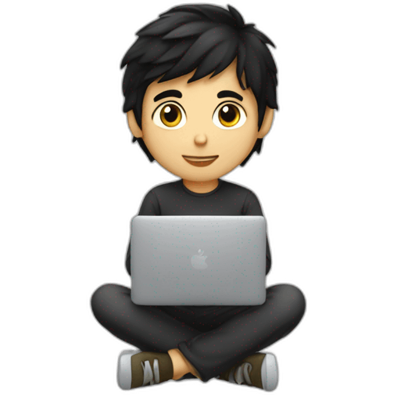 beautiful-programmer-boy-with-black-hair-working-with-macbook emoji