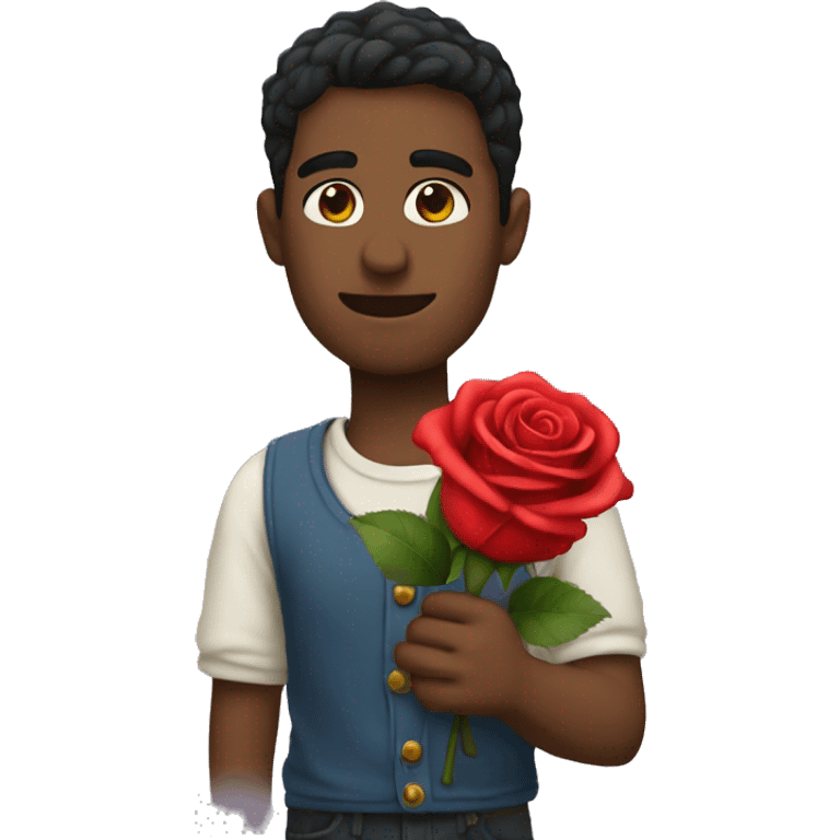 Romantic guy holding a rose emoji