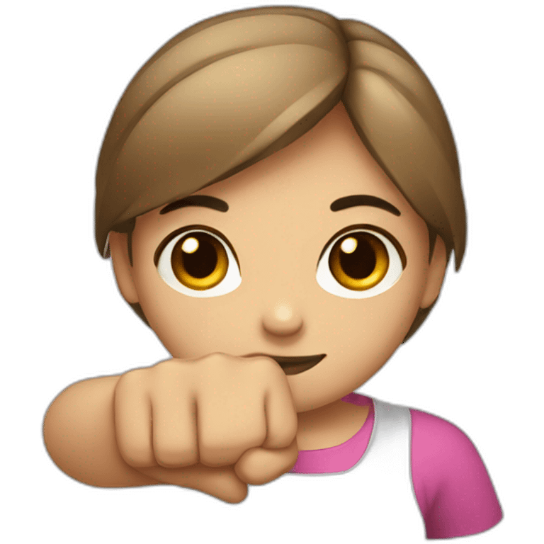 Straight girl showing forearms with a fist emoji