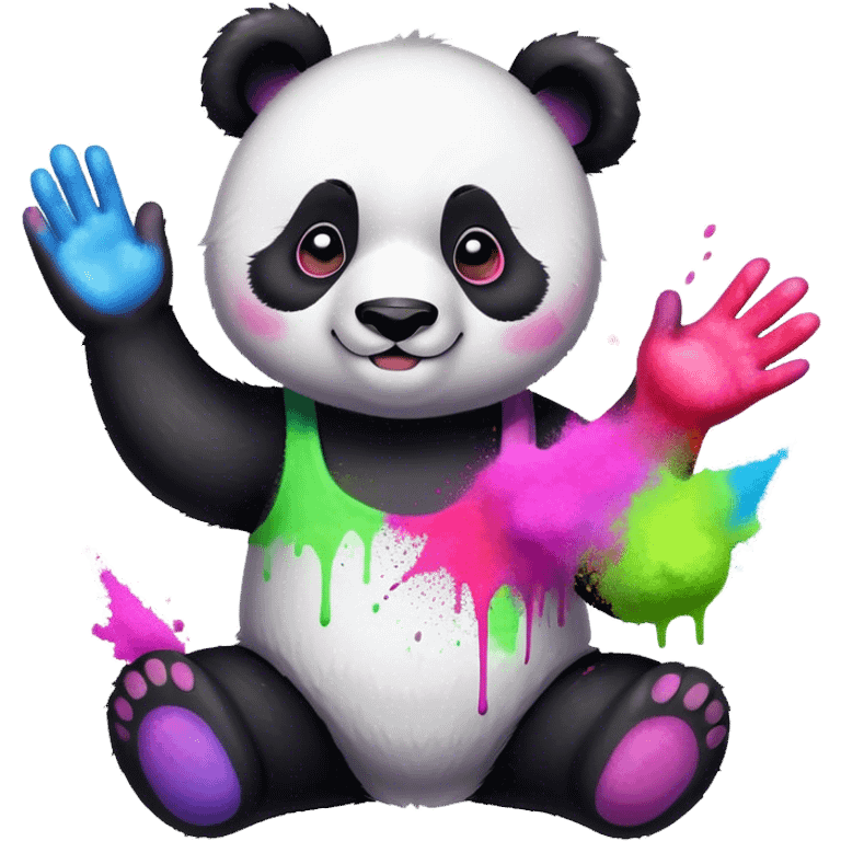 Panda playing holi emoji