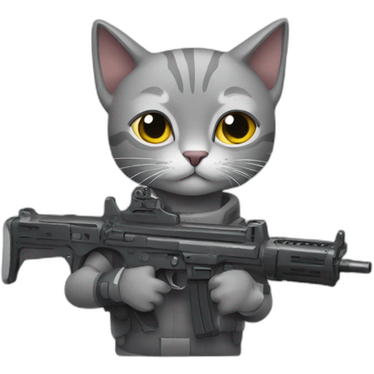 Grey Cat with dual SMG emoji