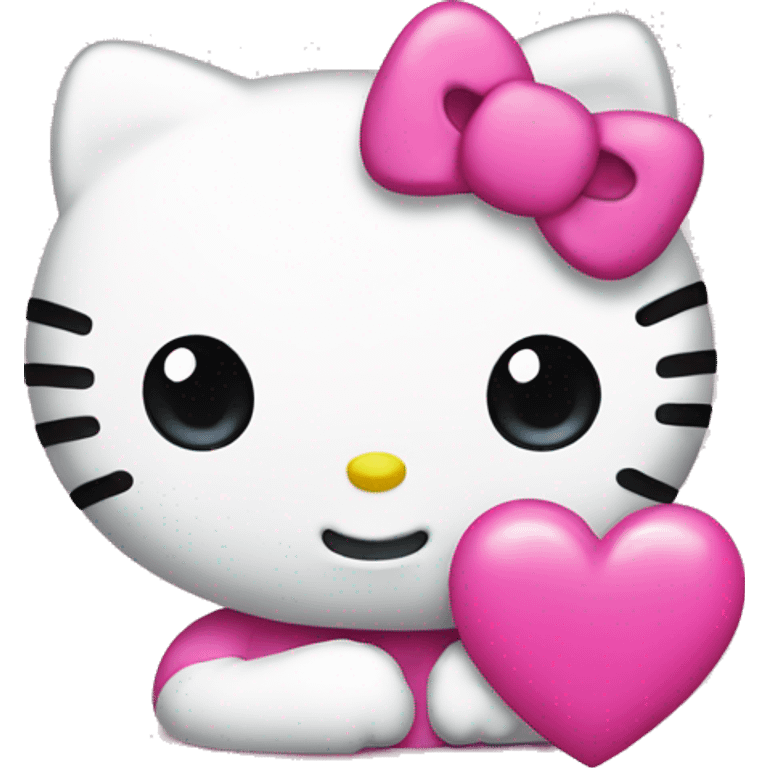 hello kitty with pink heart emoji