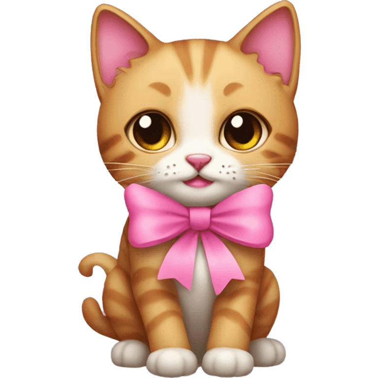 Cute cat with pink bow  emoji