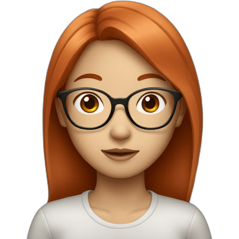 Red haired Asian girl with glasses emoji