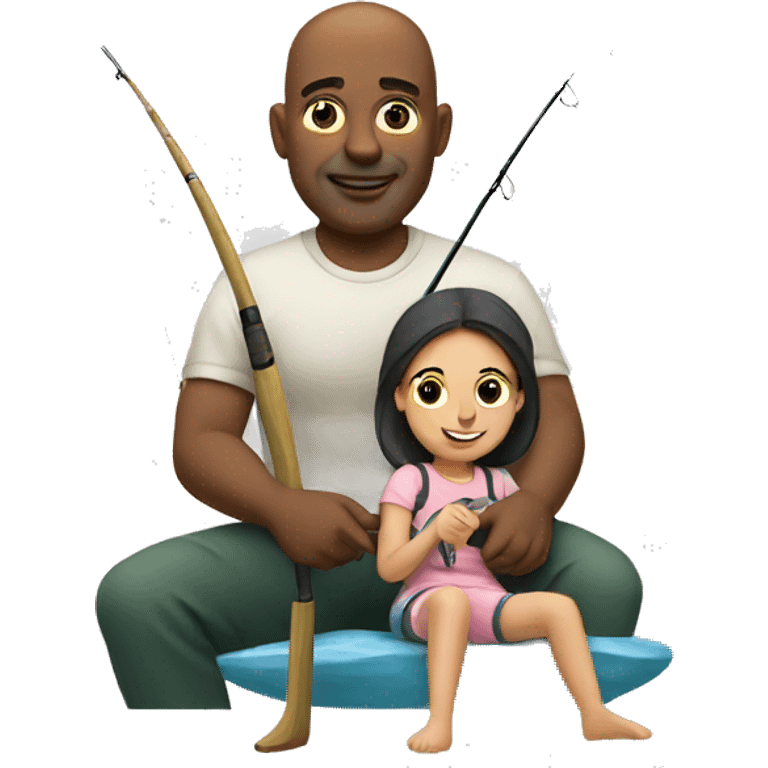 bald dad fishing with daughter emoji