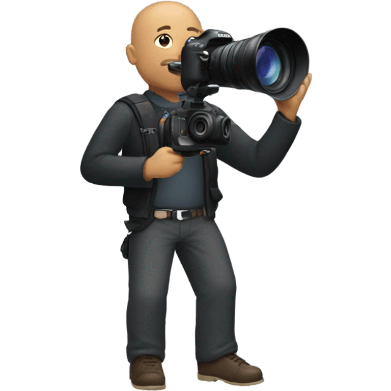 Bald Black guy with canon camera  emoji