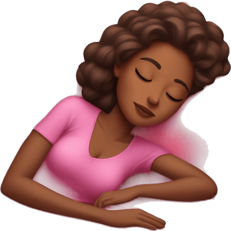 brown skin gorgeous girl sleeping on pink couch emoji