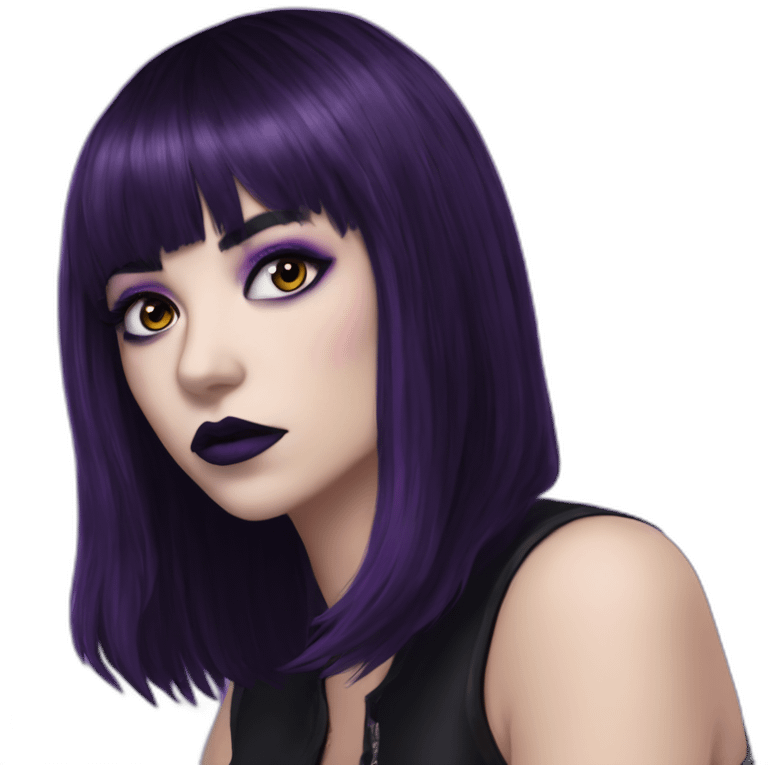 Elissabat-with-bangs-long-hair-dark-purple-and-black-vampire-goth-makeup-pinkeyes emoji