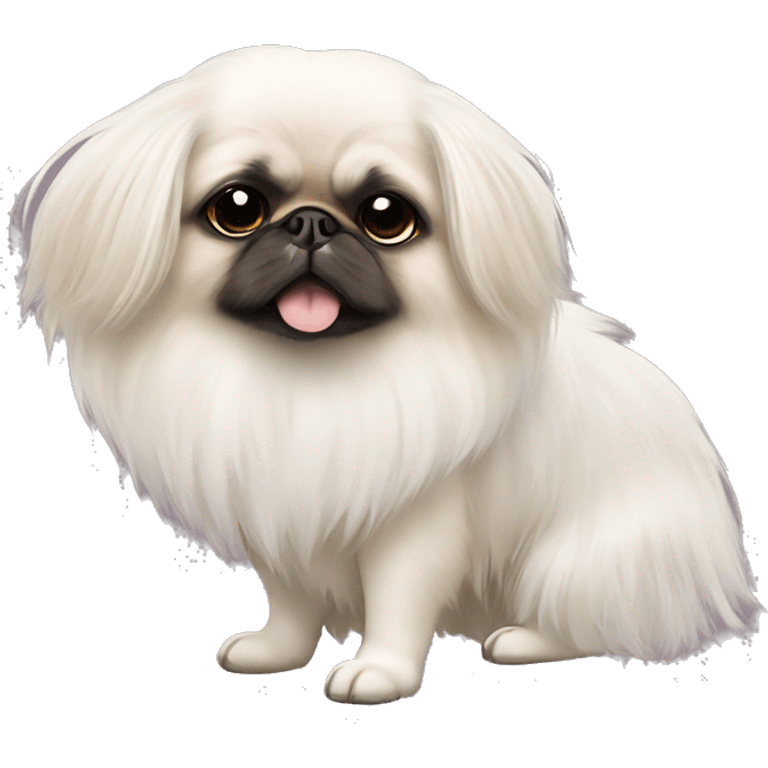 White Pekingese wearing tutu emoji