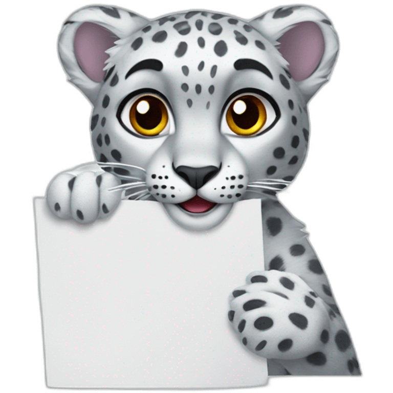 snow leopard holding a white sheet of paper emoji