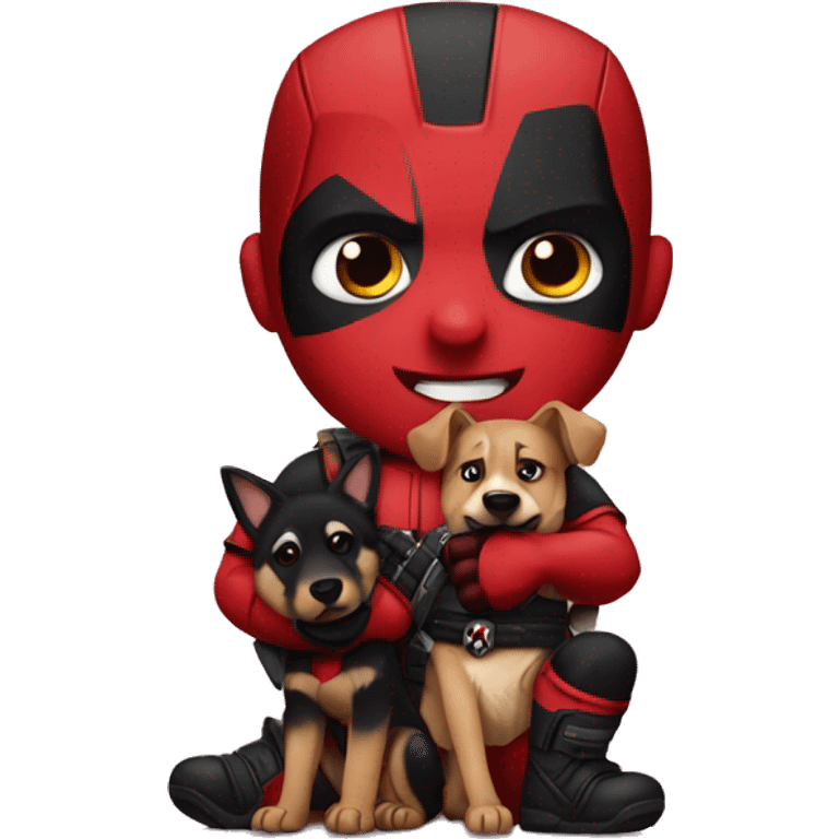 Deadpool holding German shepherd puppy emoji