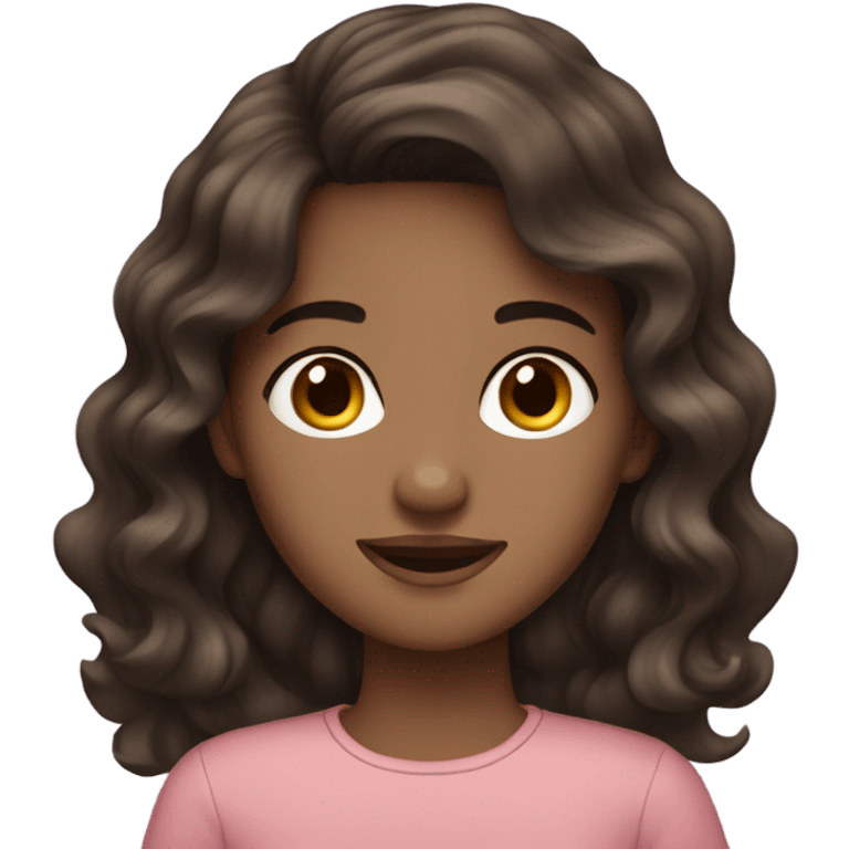 Wavy dark brown hair, mixed skin emoji