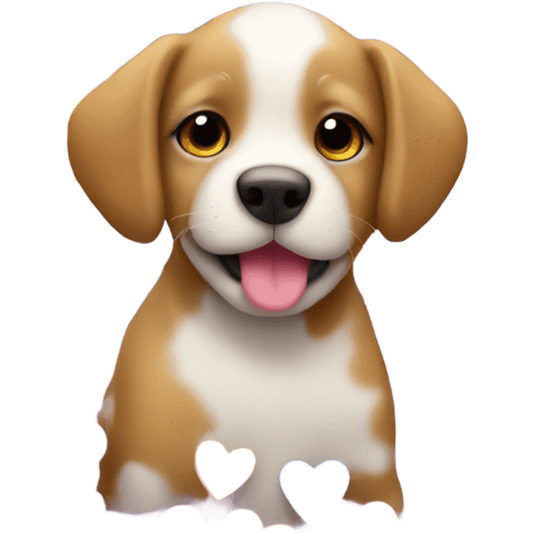 puppy with hearts around emoji