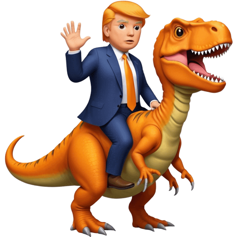 Donald Trump riding t-rex emoji