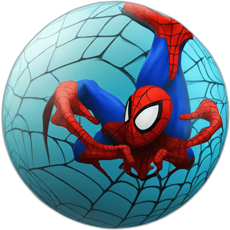 3d sphere with a cartoon Spider man skin texture emoji