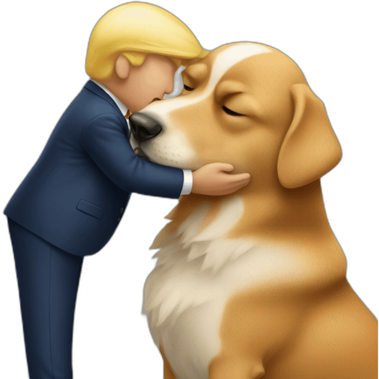 trump kissing a dog emoji