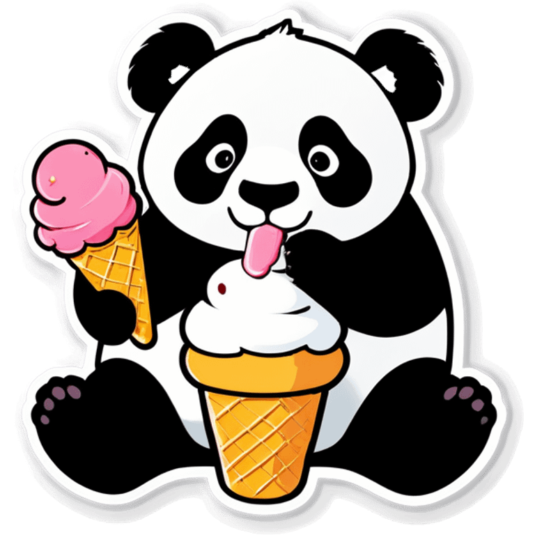 Panda eating ice cream emoji