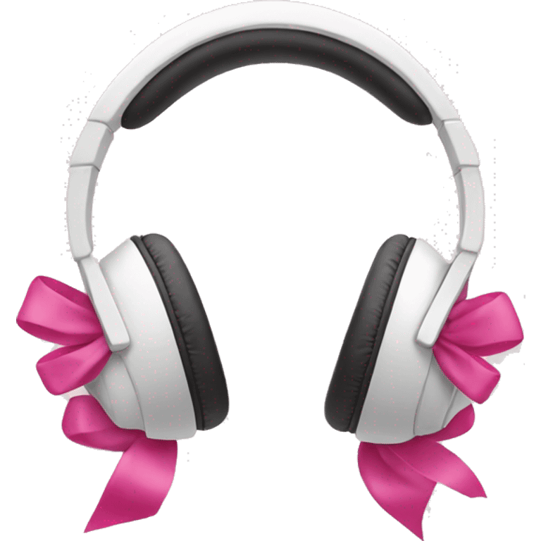 White headphones with two pink bows emoji