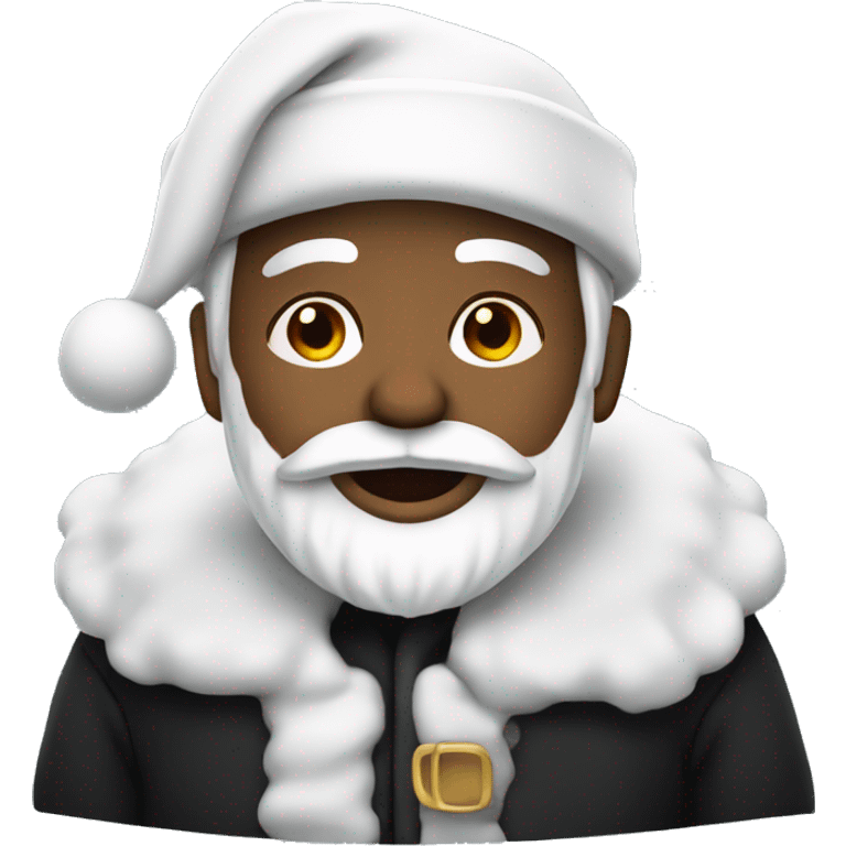 White Santa wearing a black hat and coat  emoji